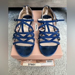 Miu Miu Bluette Suede Caged Strappy Sandals 
Size EU 37
